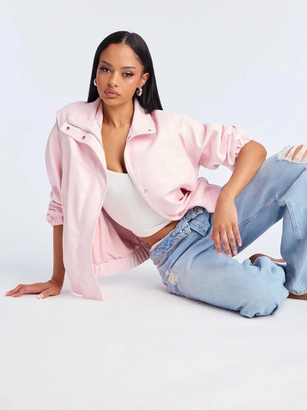 Light Pink Women’s Bomber Jacket - Fashion Nova